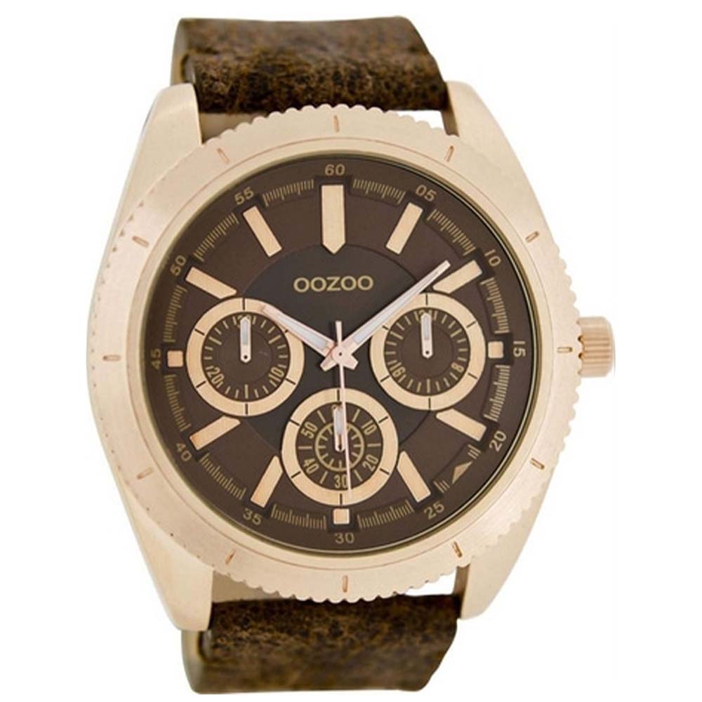 OOZOO Timepieces XXL Mens Brown Leather Strap C6777